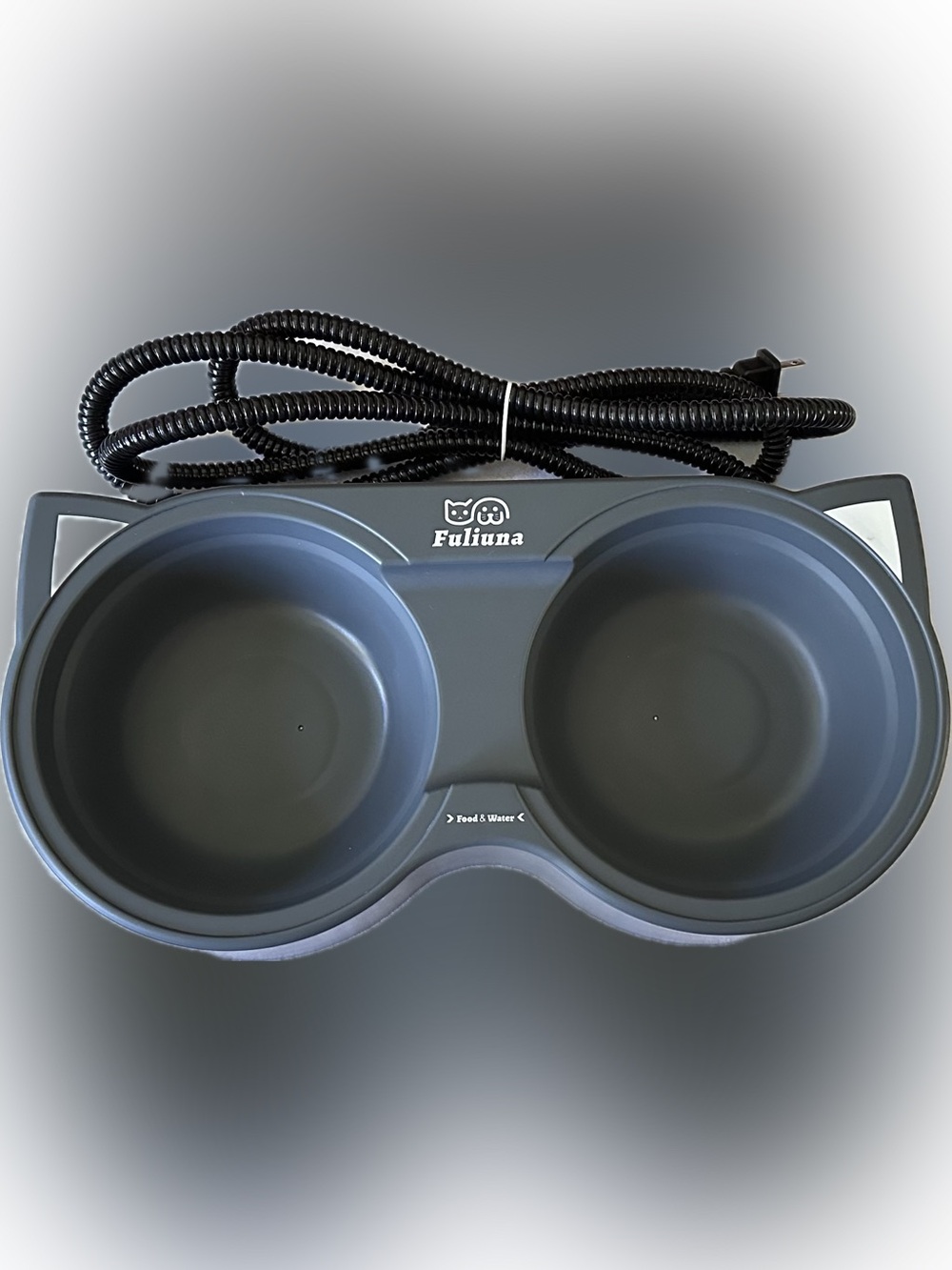 Dual Cat Food and Water Bowl - Black